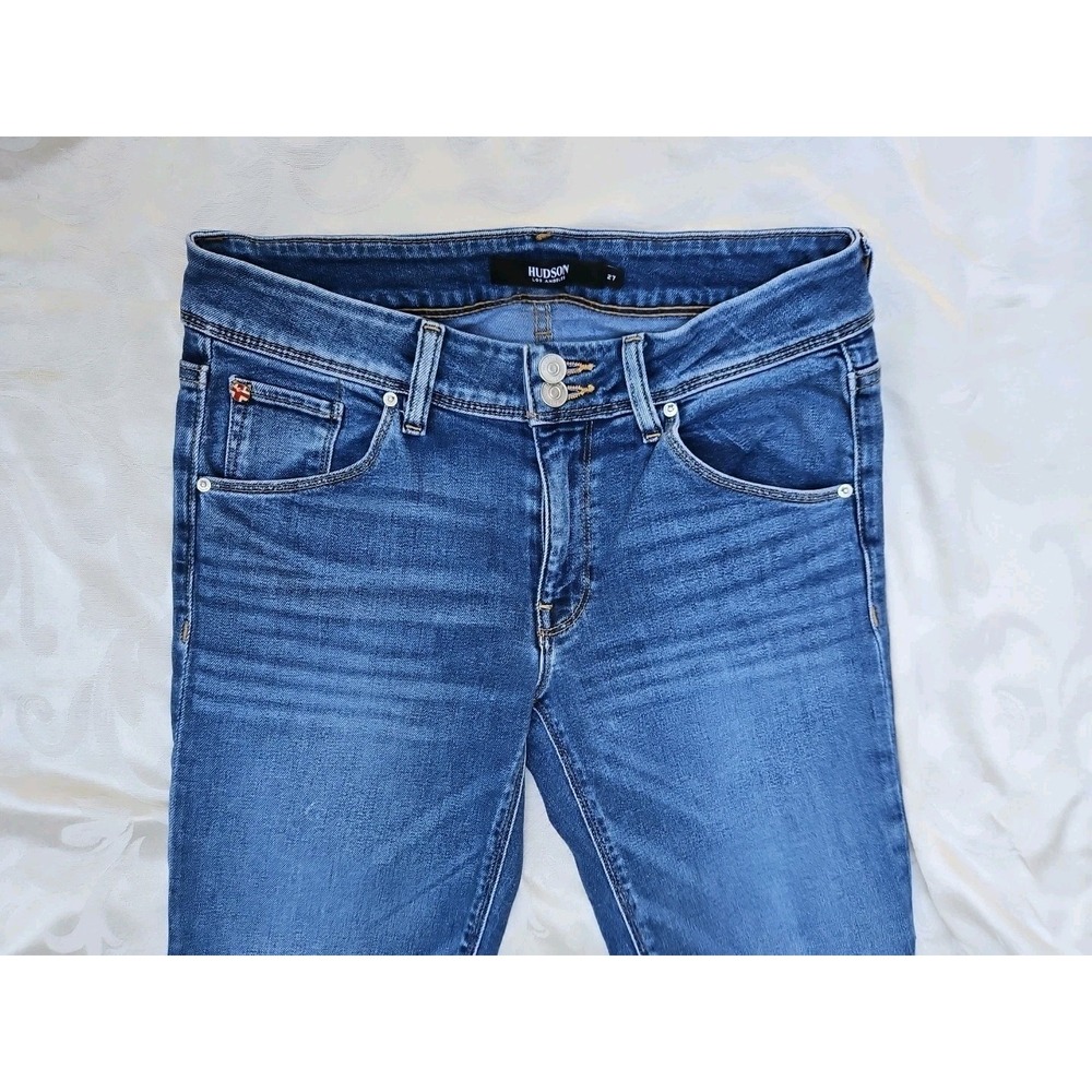 Hudson Collin Midrise Skinny Jeans Flap Pocket Raw Hem Capri Size 27 - Picture 3 of 11